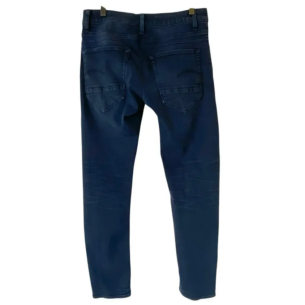 G-STAR RAW Men's D-Staq 5-Pocket Slim Button Fly Jeans Dark Blue, Size 31/30